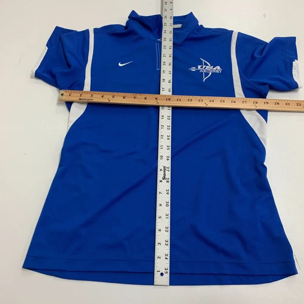 Nike Polo Shirt Womens M Medium Athletic Blue USA Archery Easton Foundations Top